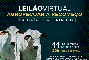 LEILÃO AGROPECUÁRIA RECOMEÇO - LIQUIDAÇÃO TOTAL - ETAPA 15